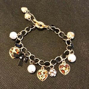 NWT Gold & Black Ribbon Charm Bracelet